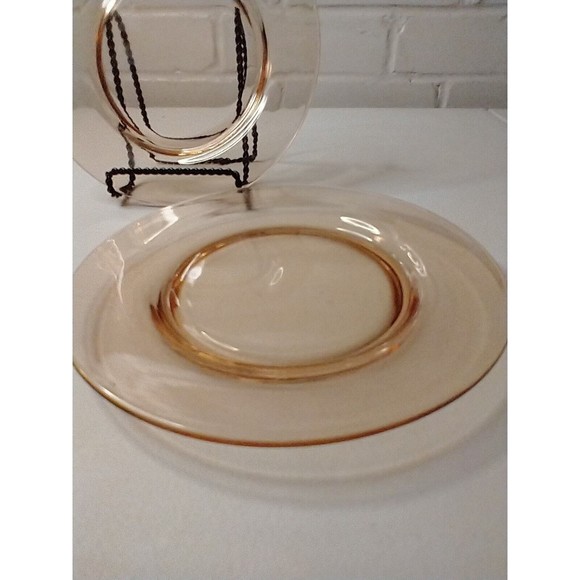 Vintage Other - Amber Depression Glass Dessert Salad Appetizer Plates 7.5" Set of 2